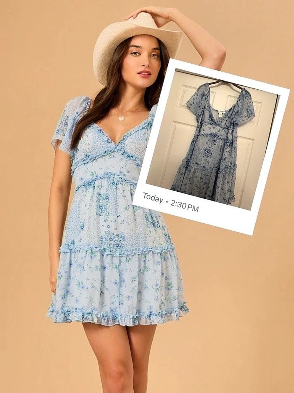 Altar'd State Floral Mini Dress in Blue & White Size XL